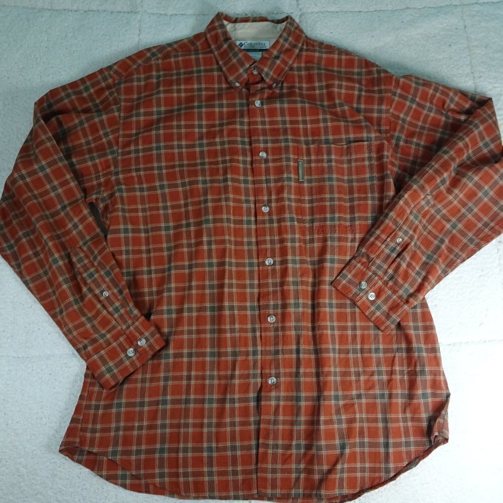 Columbia Brown L/S Button Down Shirt X-Large
